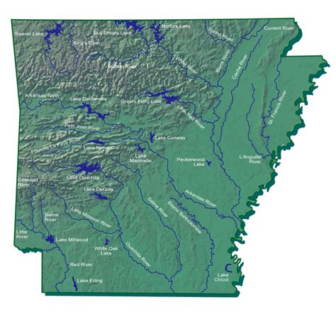 Map of Rivers in Arkansas